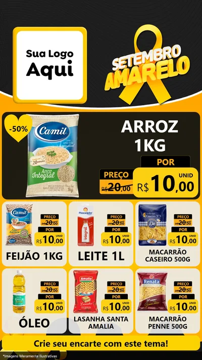 Modelo de Rede Social para Stories com o tema Setembro Amarelo para Supermercado