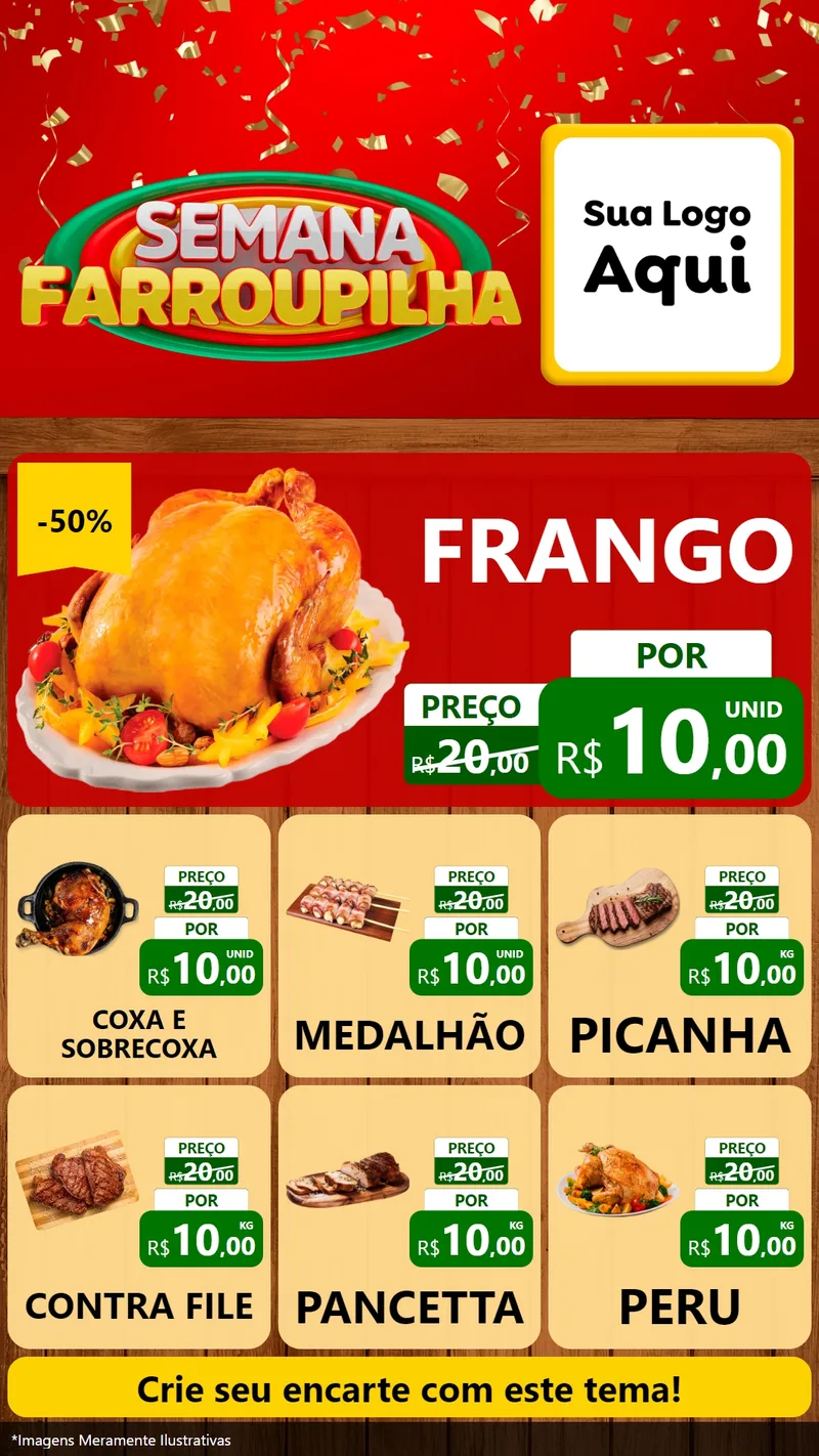 Modelo de Rede Social para Stories com o tema Semana Farroupilha para Assados