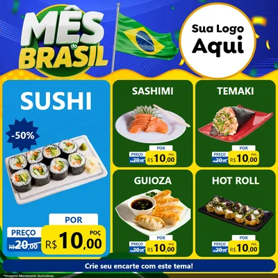 Modelo de Rede Social para Feed Facebook com o tema Mês do Brasil para Comida japonesa