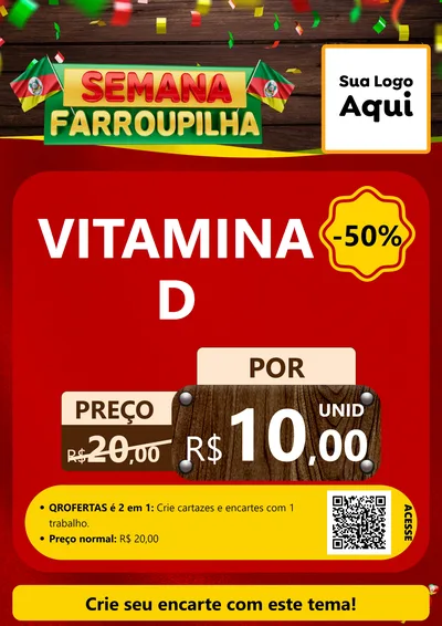 Modelo de Cartaz para Cartaz A4 Vertical com o tema Semana Farroupilha para Farmácia