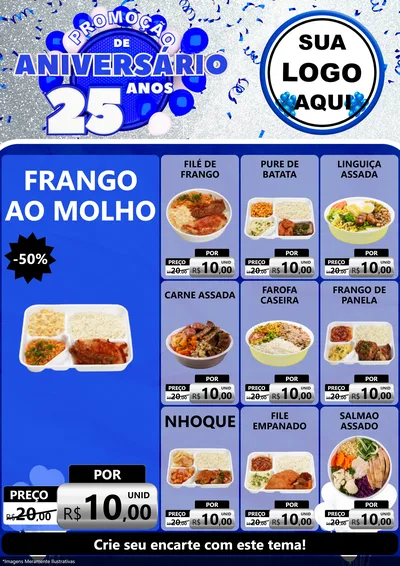 Modelo de Encarte para Encarte A4 Vertical com o tema Promoção de Aniversário - 25 Anos para Restaurante