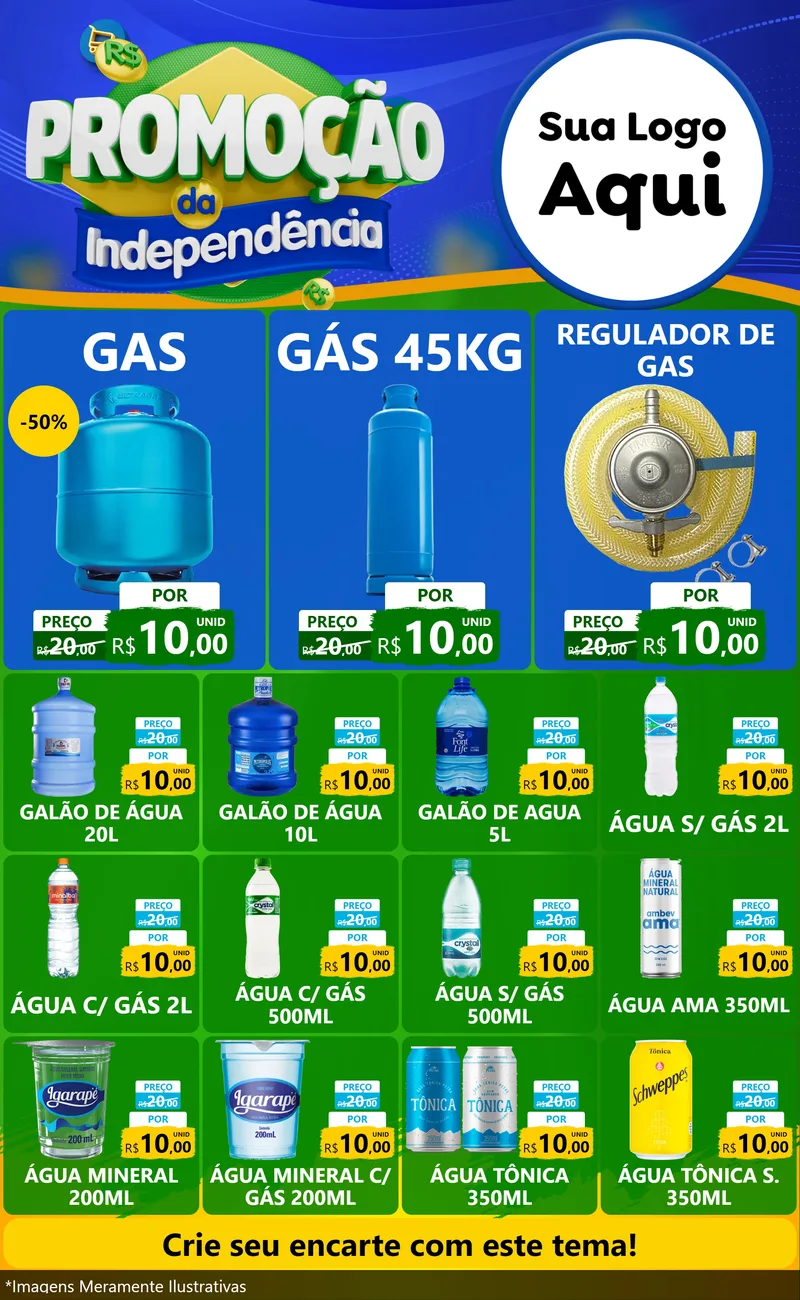 Modelo de Encarte para Encarte Grande com o tema Promoção da Independência para Água e gás