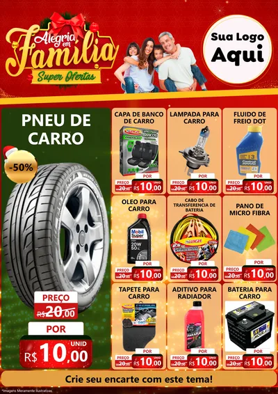 Modelo de Encarte para Encarte A4 Vertical com o tema Alegria em Família Super Ofertas - Natal para Auto peças
