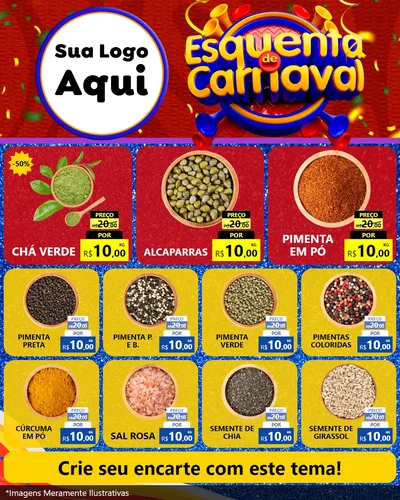 Modelo de Rede Social para Feed Instagram com o tema Esquenta de Carnaval para Produtos Naturais
