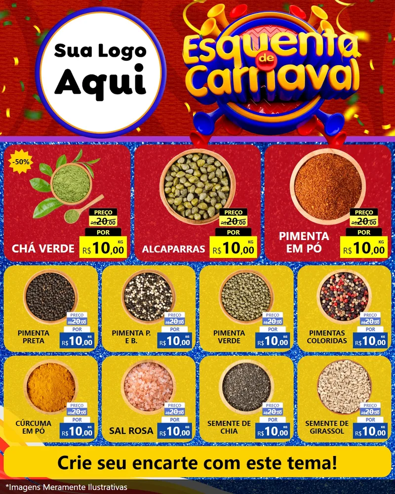 Modelo de Rede Social para Feed Instagram com o tema Esquenta de Carnaval para Produtos Naturais