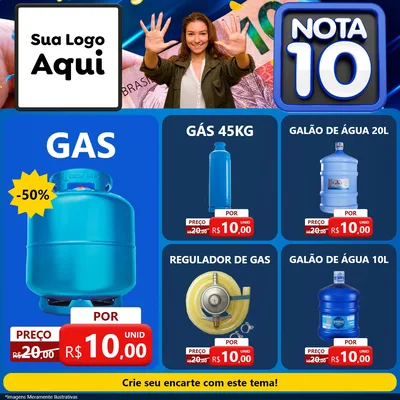Modelo de Rede Social para Feed Facebook com o tema Nota 10 para Água e gás