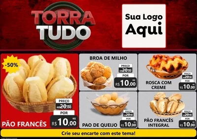 Modelo de Encarte para Encarte A4 Horizontal com o tema Torra Tudo para Padaria