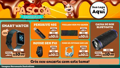 Modelo de TV para TV Horizontal com o tema Páscoa Fantástica para Informática