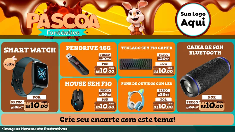 Modelo de TV para TV Horizontal com o tema Páscoa Fantástica para Informática
