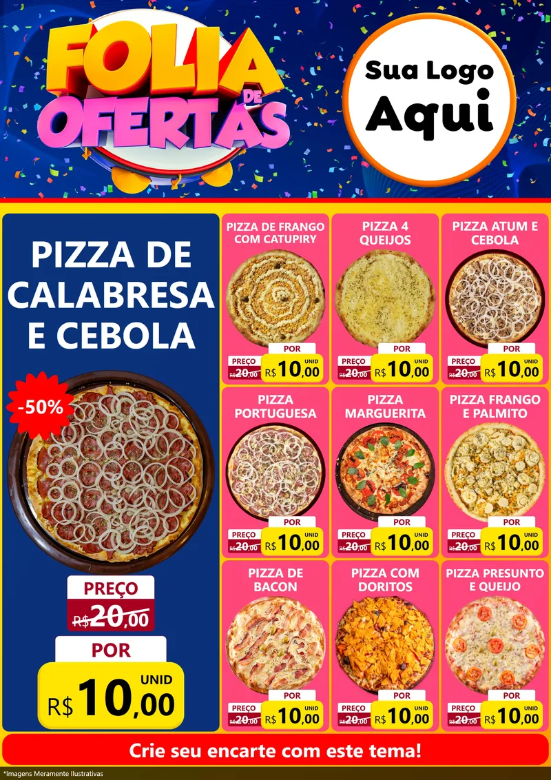 Modelo de Encarte para Encarte A4 Vertical com o tema Folia de Ofertas para Pizzaria