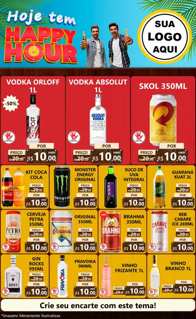 Modelo de Encarte para Encarte Grande com o tema Hoje Tem Happy Hour para Distribuidora de bebidas