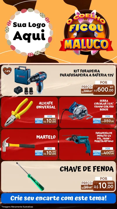 Modelo de TV para TV Vertical com o tema O Coelho Ficou Maluco - Páscoa para Maquinas e Ferramentas