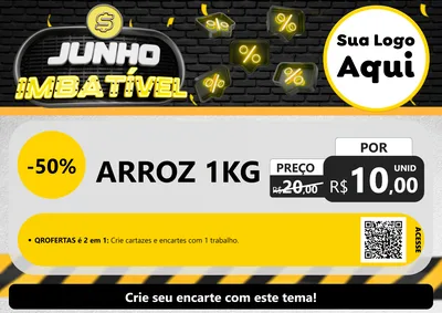 Modelo de Cartaz para Cartaz A4 Horizontal com o tema Junho Imbatível para Supermercado