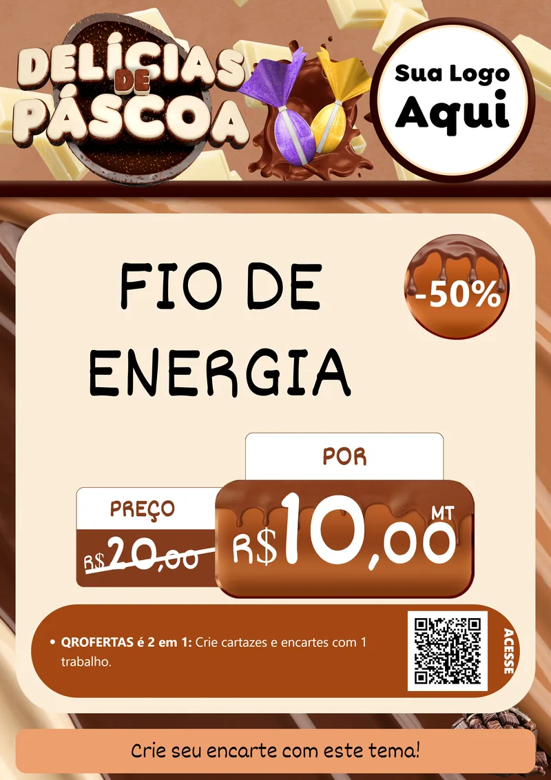 Modelo de Cartaz para Cartaz A4 Vertical com o tema Delícias de Páscoa para Materiais Elétricos