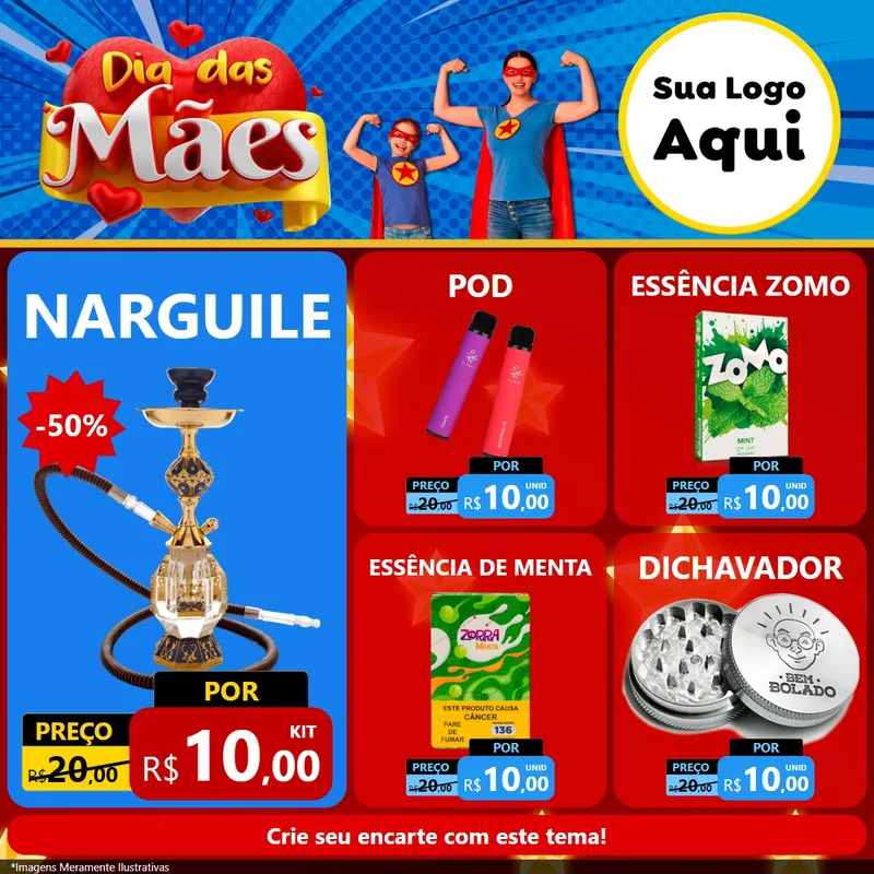 Modelo de Rede Social para Feed Facebook com o tema Dia das Mães para Tabacaria