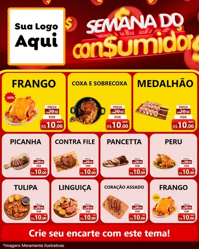 Modelo de Rede Social para Feed Instagram com o tema Semana do Consumidor para Assados