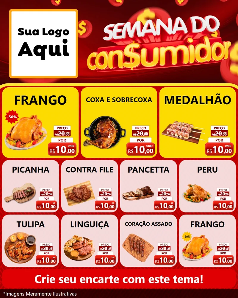 Modelo de Rede Social para Feed Instagram com o tema Semana do Consumidor para Assados