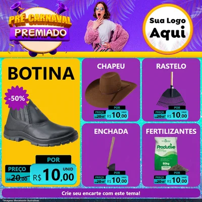 Modelo de Rede Social para Feed Facebook com o tema Pré-Carnaval Premiado para Agropecuária