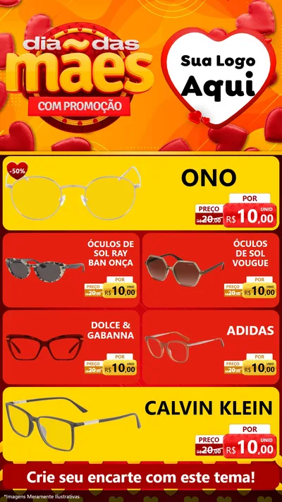 Modelo de TV para TV Vertical com o tema Dia das Mães com Promoção para Óticas