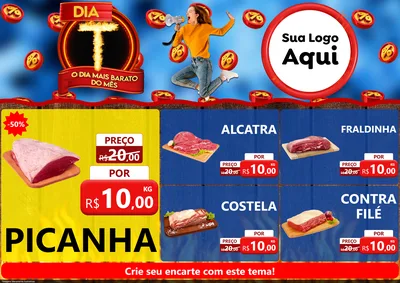 Modelo de Encarte para Encarte A4 Horizontal com o tema Dia T - O Dia Mais Barato Do Mês para Açougue