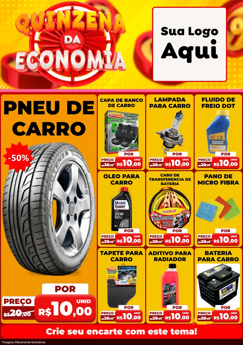 Modelo de Encarte para Encarte A4 Vertical com o tema Quinzena Da Economia para Auto peças