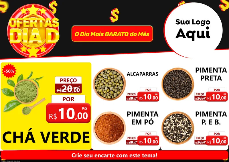 Modelo de Encarte para Encarte A4 Horizontal com o tema Dia D para Produtos Naturais