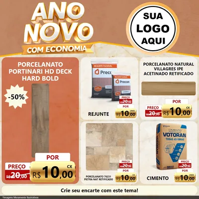 Modelo de Rede Social para Feed Facebook com o tema Ano Novo Com Economia para Pisos e revestimentos