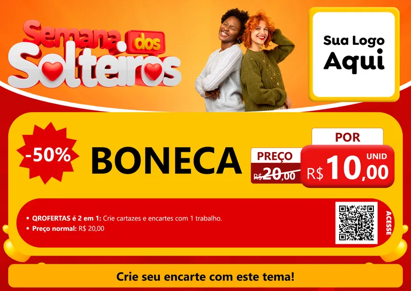 Modelo de Cartaz para Cartaz A4 Horizontal com o tema Semana dos Solteiros para Brinquedos