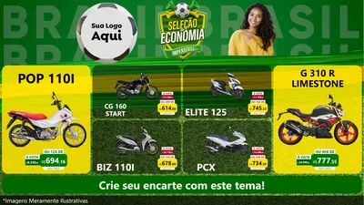 Modelo de TV para TV Horizontal com o tema Seleção de Economia - Copa para Concessionaria de Motos