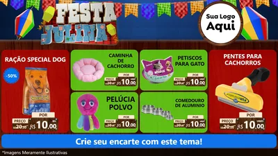 Modelo de TV para TV Horizontal com o tema Festa Julina para Pet Shop