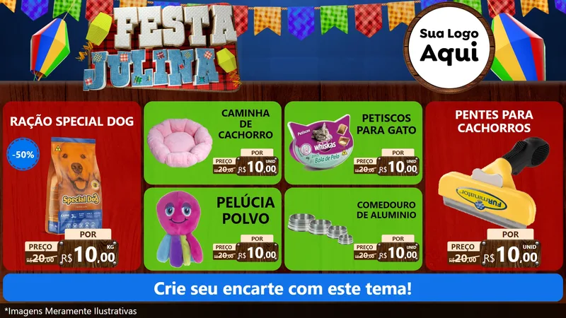 Modelo de TV para TV Horizontal com o tema Festa Julina para Pet Shop