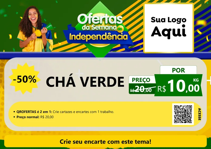 Modelo de Cartaz para Cartaz A4 Horizontal com o tema Ofertas da Semana da Independência para Produtos Naturais
