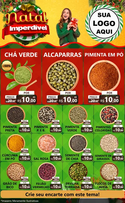 Modelo de Encarte para Encarte Grande com o tema Natal Imperdível para Produtos Naturais