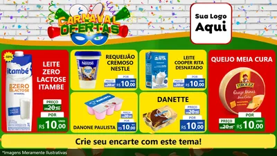 Modelo de TV para TV Horizontal com o tema Carnaval de Ofertas para Frios e Laticínios
