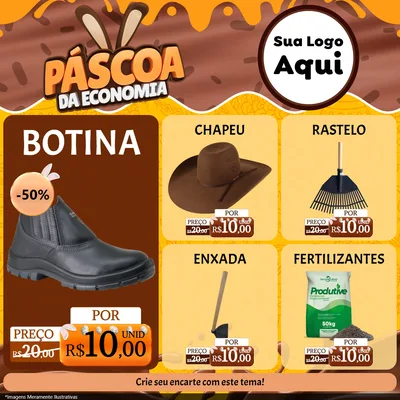 Modelo de Rede Social para Feed Facebook com o tema Páscoa da Economia para Agropecuária