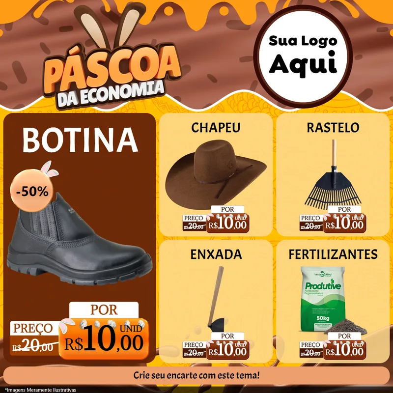 Modelo de Rede Social para Feed Facebook com o tema Páscoa da Economia para Agropecuária