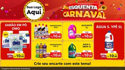 Modelo de TV para TV Horizontal com o tema Esquenta Carnaval para Produtos de Limpeza