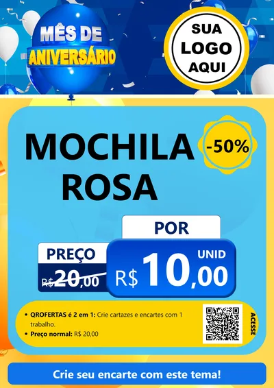 Modelo de Cartaz para Cartaz A4 Vertical com o tema Mês de Aniversário para Papelaria
