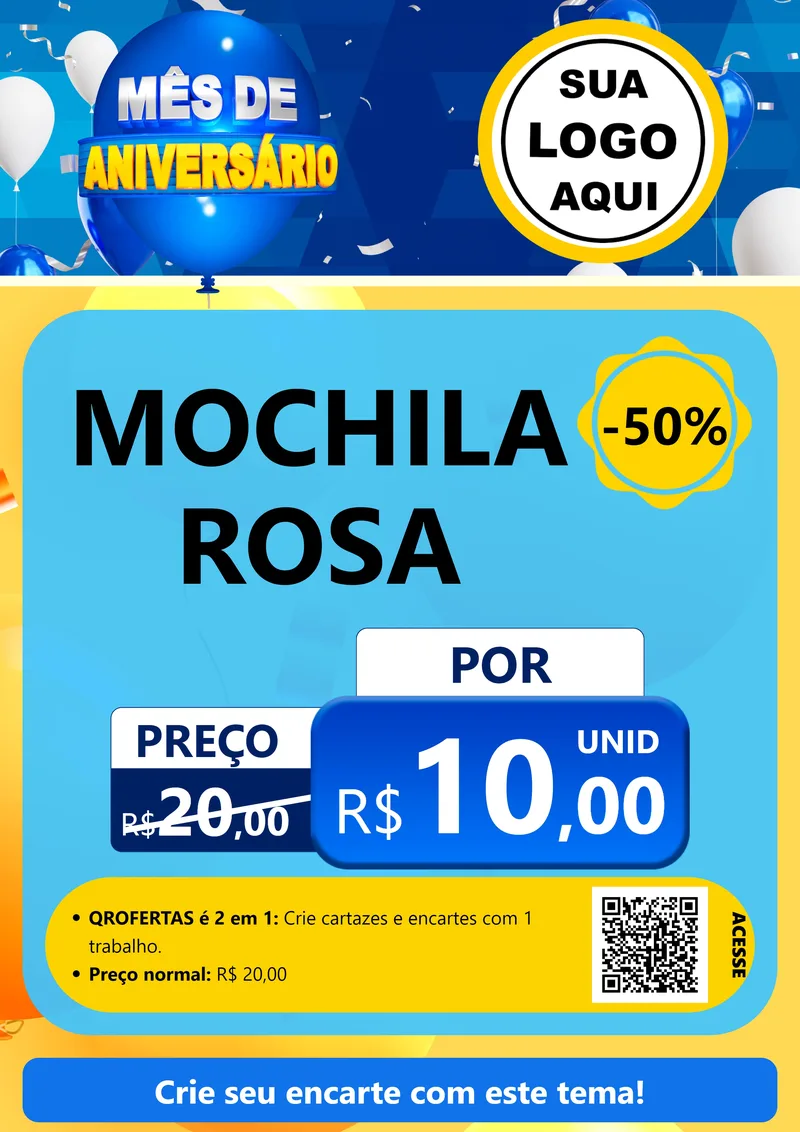 Modelo de Cartaz para Cartaz A4 Vertical com o tema Mês de Aniversário para Papelaria