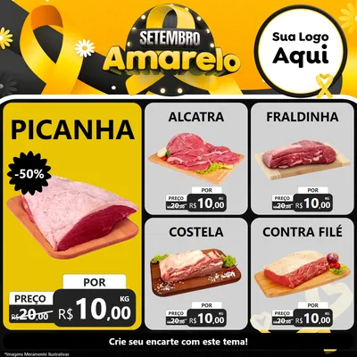 Modelo de Rede Social para Feed Facebook com o tema Setembro Amarelo para Açougue