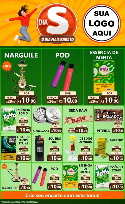 Modelo de Encarte para Encarte Grande com o tema Dia S - O Dia Mais Barato para Tabacaria