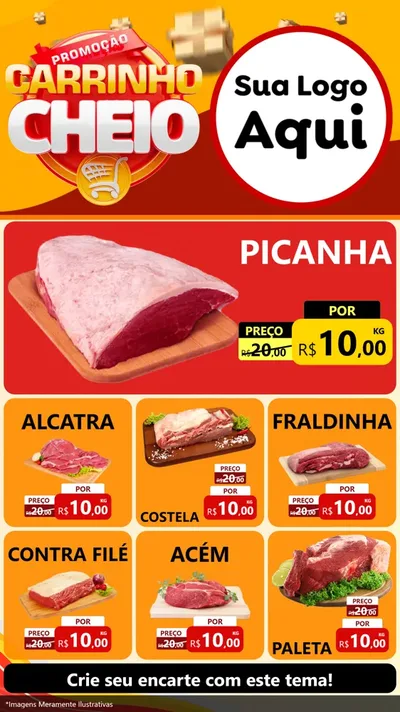 Modelo de Rede Social para Stories com o tema Promoção carrinho cheio para Açougue