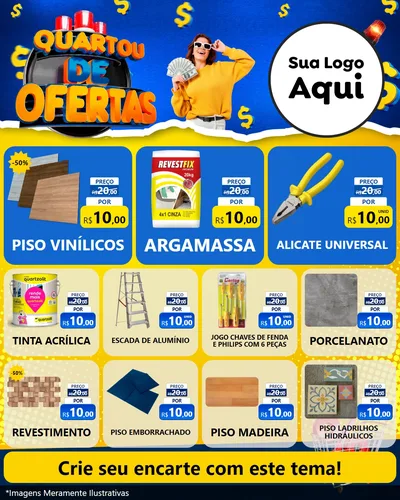 Modelo de Rede Social para Feed Instagram com o tema Quartou de Ofertas para Material para Construção