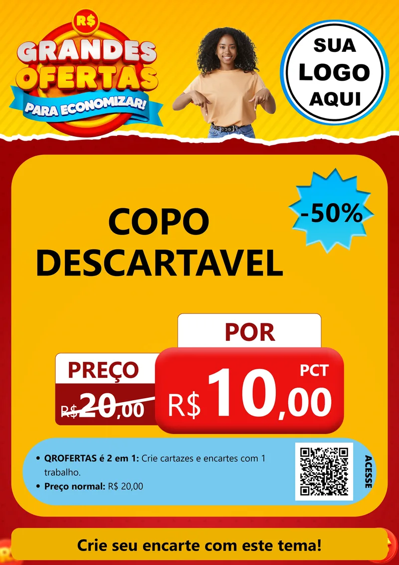 Modelo de Cartaz para Cartaz A4 Vertical com o tema Grandes Ofertas Para Economizar! para Embalagens