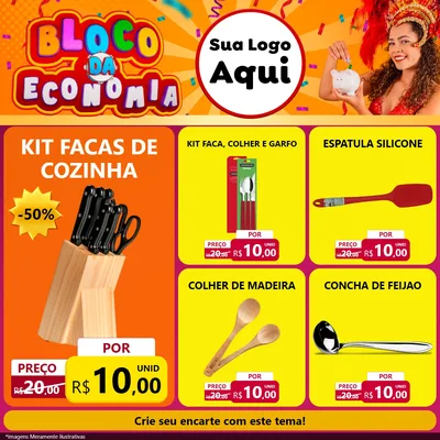Modelo de Rede Social para Feed Facebook com o tema Bloco da Economia para Utilidades Domésticas