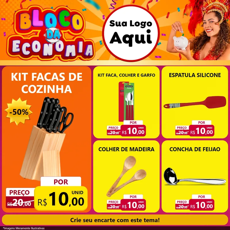 Modelo de Rede Social para Feed Facebook com o tema Bloco da Economia para Utilidades Domésticas