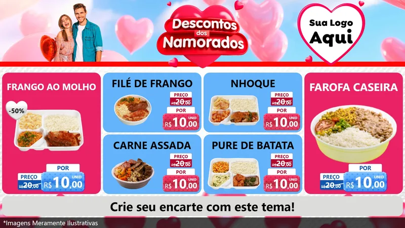 Modelo de TV para TV Horizontal com o tema Descontos dos Namorados para Restaurante
