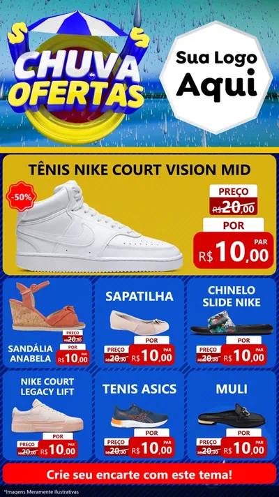 Modelo de Rede Social para Stories com o tema Chuva de Ofertas para Calçados