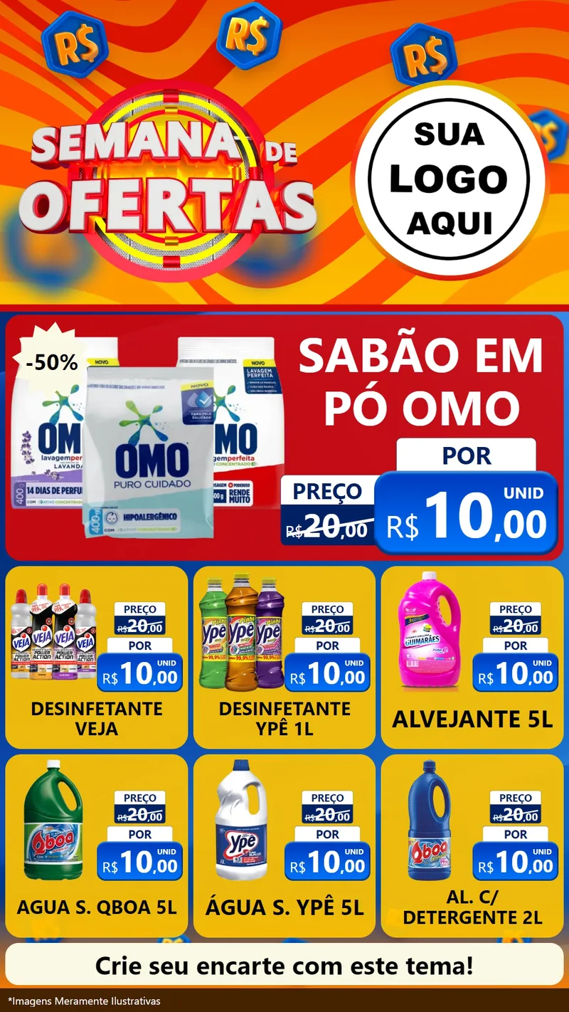 Modelo de Rede Social para Stories com o tema Semana de Ofertas para Produtos de Limpeza