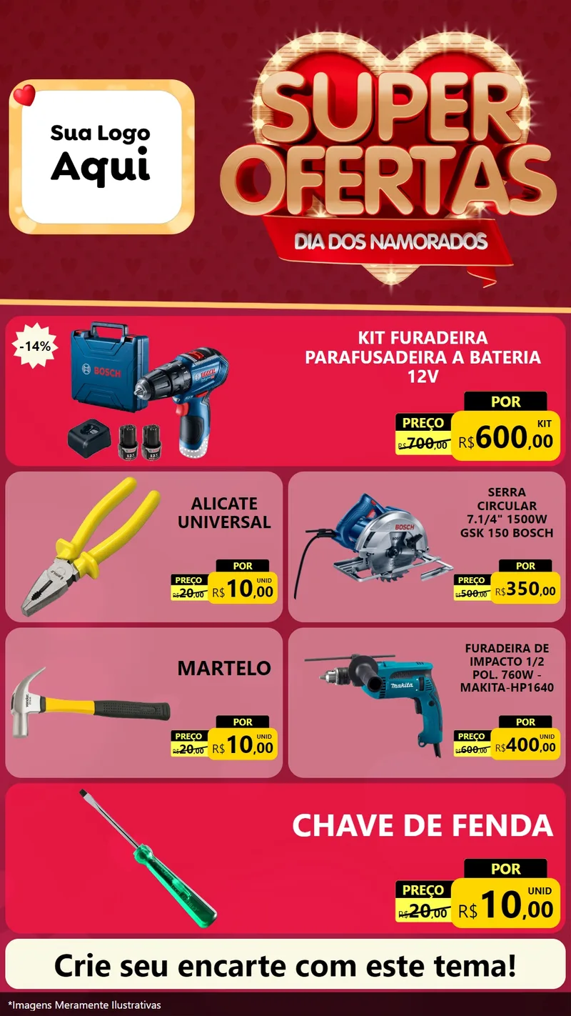 Modelo de TV para TV Vertical com o tema Dia dos Namorados para Maquinas e Ferramentas